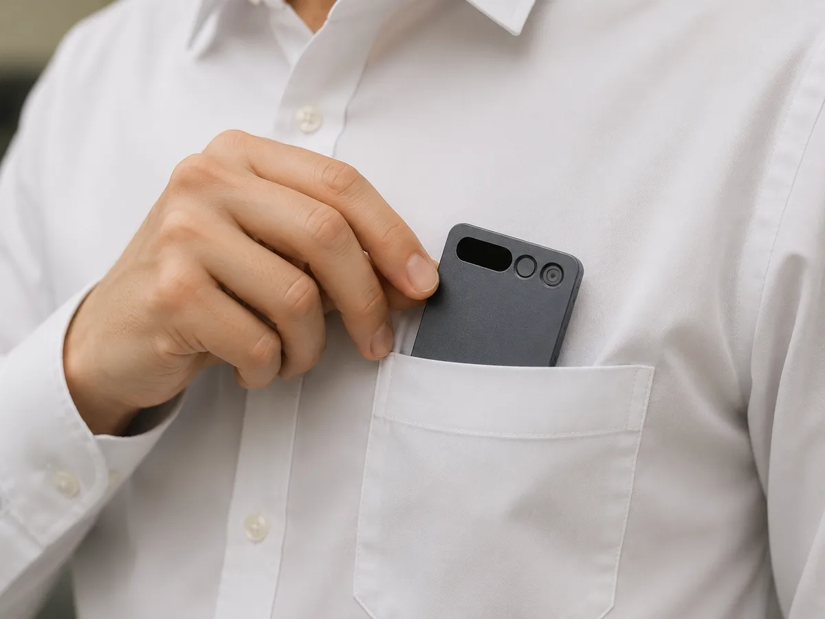 Vylo Card slipped into a shirt pocket